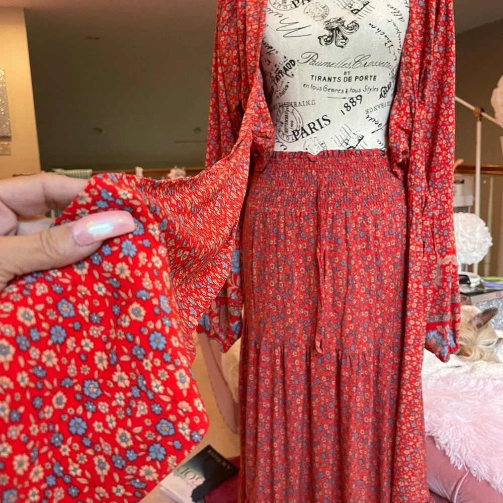 Bohemian Cropped Pheasant Blouse and Skirt Set❤️ - Picture 9 of 15